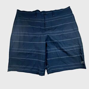 Amplify Hybrid Board Shorts Mens XL Blue Striped Stretch Summer Comfort Casual